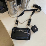 Women Crossbody Bag PU Leather Shoulder Messenger Bag Chain Handbag Travel Purse