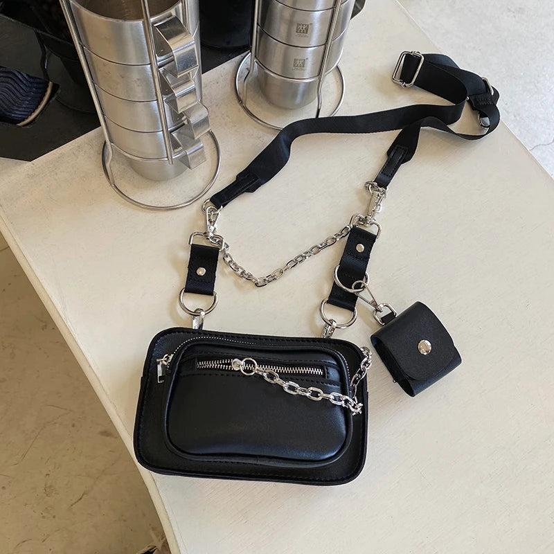 Women Crossbody Bag PU Leather Shoulder Messenger Bag Chain Handbag Travel Purse