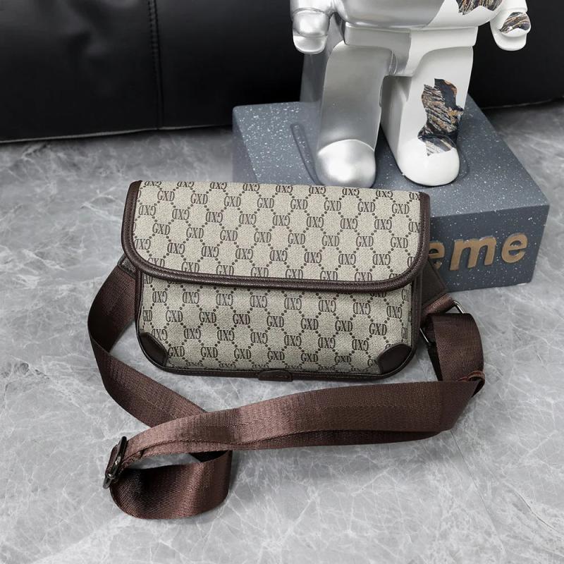 Letter Plaid PU Leather Crossbody Business Messenger Bag