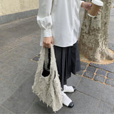 Women Beach Bags Large Capacity Tassel Shoulder Totes Casual Shopping Bag