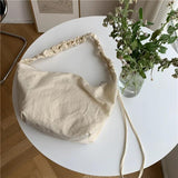 Large Nylon Shoulder Bag Ruched Purse Zipper Closure