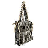 Casual Cotton Plaid Zipper Shoulder Bag Handbags Shopping Bag Mori Girl