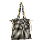 Casual Cotton Plaid Zipper Shoulder Bag Handbags Shopping Bag Mori Girl