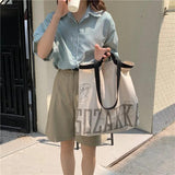 Women AK Letter Canvas Shopping Bag Eco Handbag Tote Reusable Grocery Bags