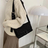 Soft Down Cotton Shoulder Bag for Women Winter Flap Crossbody
