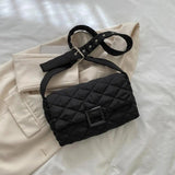 Soft Down Cotton Shoulder Bag for Women Winter Flap Crossbody