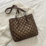 Soft Cotton Nylon Shoulder Bag Casual Tote Bags Plaid Top Handle Bag
