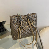 Soft Cotton Nylon Shoulder Bag Casual Tote Bags Plaid Top Handle Bag