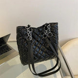 Soft Cotton Nylon Shoulder Bag Casual Tote Bags Plaid Top Handle Bag