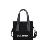 Women Letters Print Canvas Tote Bag Crossbody Money Bag Classic Messenger Bag