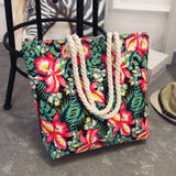 Bohemian Flower Print Tote Bag Nylon Top-Handle Casual Shoulder Messenger Bag