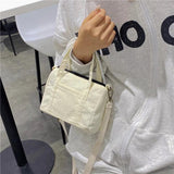 Corduroy Women's Shoulder Bag Canvas Handbag Zipper Totes Casual Purse