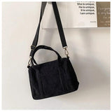 Corduroy Women's Shoulder Bag Canvas Handbag Zipper Totes Casual Purse