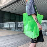 Pink Mesh Shoulder Bag Women Large High Capacity Shopping Handbags