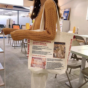 Retro Canvas Bag Student Tote Personality Printing Shoulder Bags