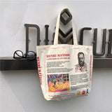 Retro Canvas Bag Student Tote Personality Printing Shoulder Bags