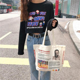 Retro Canvas Bag Student Tote Personality Printing Shoulder Bags