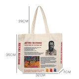 Retro Canvas Bag Student Tote Personality Printing Shoulder Bags