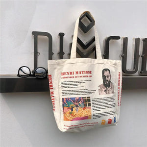 Retro Canvas Bag Student Tote Personality Printing Shoulder Bags