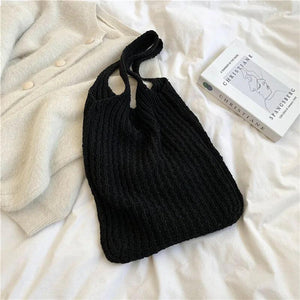 Vintage Wool Shoulder Bag Tote Handbag Large Cotton Cloth Shopper for Women