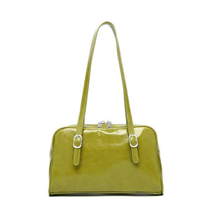 Vintage Green Oil Wax Leather Ladies Underarm Bag