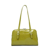 Vintage Green Oil Wax Leather Ladies Underarm Bag