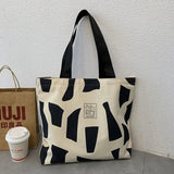 Women Canvas Shoulder Bag Printed Tote Handbags Large Capacity Shopping Totes