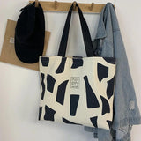 Women Canvas Shoulder Bag Printed Tote Handbags Large Capacity Shopping Totes