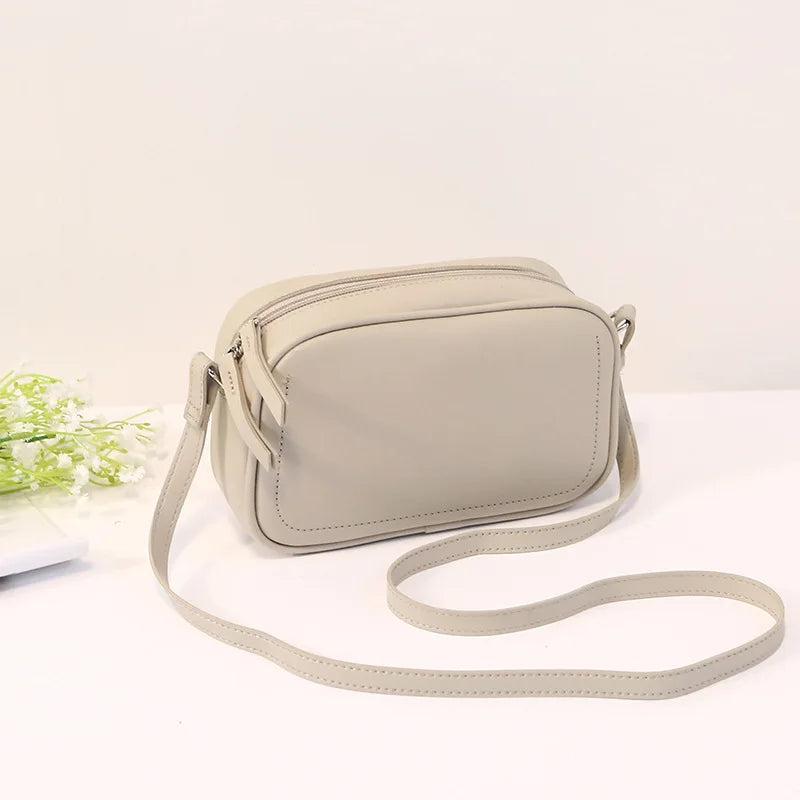 Vintage Casual Small Square Bags For Women Solid PU Leather Totes Handbags Lady