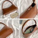 PU Leather Shoulder Bags Women Texture Zipper Underarm Handbags Vinta