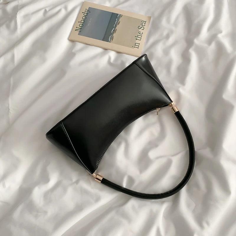 PU Leather Shoulder Bags Women Texture Zipper Underarm Handbags Vinta