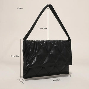 Women Diamond Lattice Leather Handbag Flap Shoulder Tote Purse