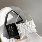 Women Diamond Lattice Leather Handbag Flap Shoulder Tote Purse