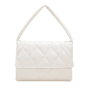 Women Diamond Lattice Leather Handbag Flap Shoulder Tote Purse