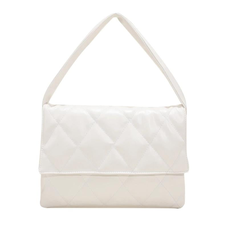 Women Diamond Lattice Leather Handbag Flap Shoulder Tote Purse