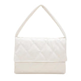 Women Diamond Lattice Leather Handbag Flap Shoulder Tote Purse