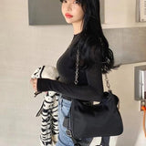 Nylon Women Hobos Handbag with Chain Crossbody Bag
