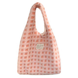 Waffle Plaid Top-handle Bag Large Capacity Casual Tote Shopping Street Travel