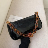 Acrylic Chain Shoulder Handbag Ladies Travel Purse Solid Daily Sling Bag