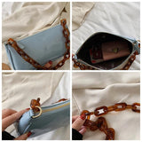 Acrylic Chain Shoulder Handbag Ladies Travel Purse Solid Daily Sling Bag