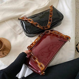 Acrylic Chain Shoulder Handbag Ladies Travel Purse Solid Daily Sling Bag