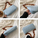 Acrylic Chain Shoulder Handbag Ladies Travel Purse Solid Daily Sling Bag