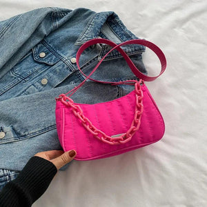 Oxford Women's Shoulder Bag Chain Crossbody Bag Half Moon Nylon Waterproof Small