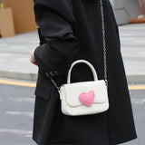Pink Heart Small Square Shoulder Bag Chain Top Handle Messenger Bags