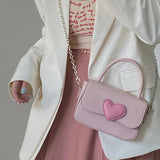 Pink Heart Small Square Shoulder Bag Chain Top Handle Messenger Bags