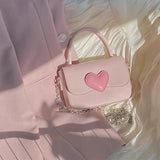 Pink Heart Small Square Shoulder Bag Chain Top Handle Messenger Bags