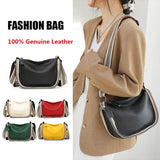Leather Tote Bag Cowhide Women Handbags Shoulder Bags Wide Strap Messenger Bag