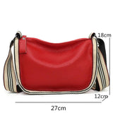 Leather Tote Bag Cowhide Women Handbags Shoulder Bags Wide Strap Messenger Bag