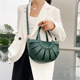 Shoulder Bags Women Hollow Out Cross Body Half Moon Bag Retro PU Leather Handle