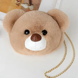 Teddy Bear Head Furry Bag Plush Chain Shoulder Diagonal Bag